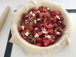 Dots of butter melt during baking and mix with the filling.