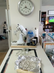 I added foil and ceramic weights to keep the crust from bubbling up while baking it a little.