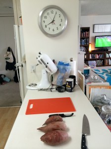 Potatoes ready at 8:05.