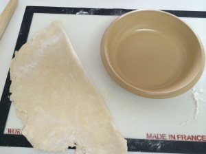 Folded in half, the round is ready for the dish.