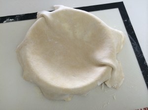 Unfolded, it still hangs like a tent over the dish below.