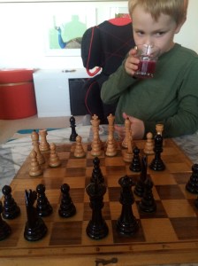 Pondering his next move.